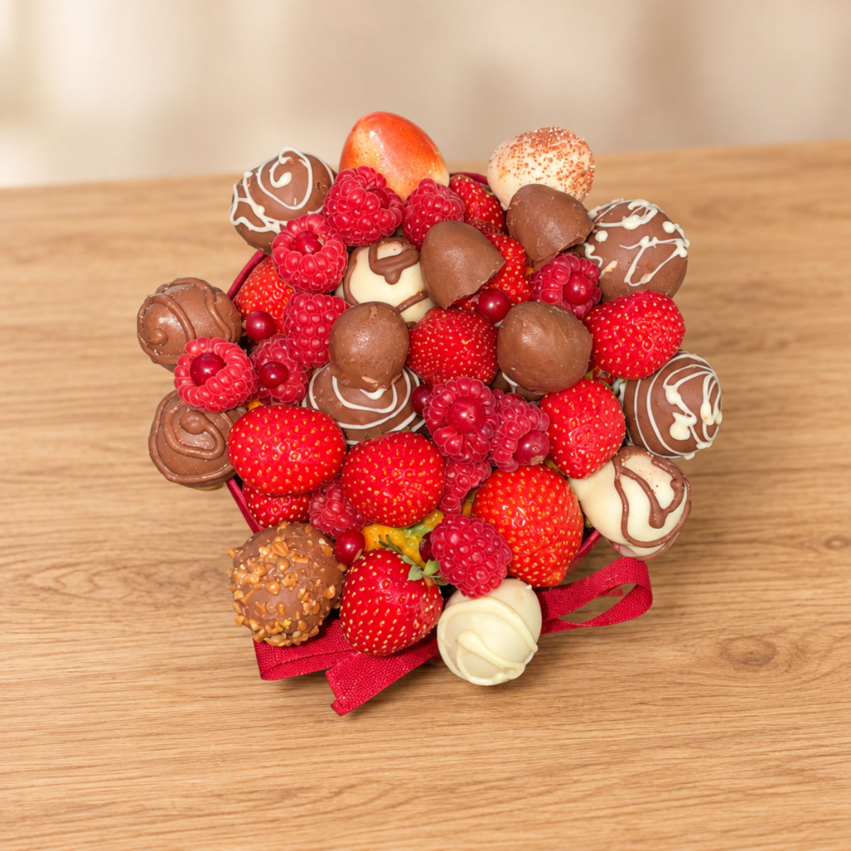 Bouquet gourmand de fruits et chocolats